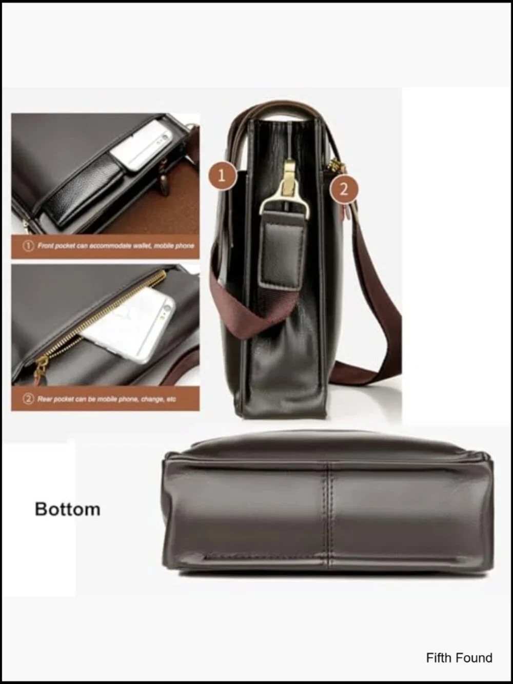 Leather Crossbody Messenger Bag for Travel Work Business Shoulder Bag